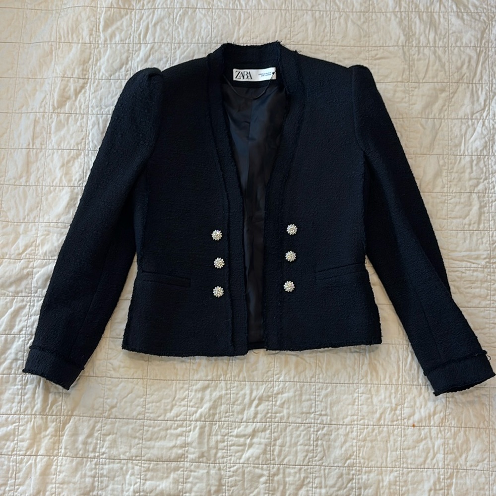 Zara Black Tweed Blazer
